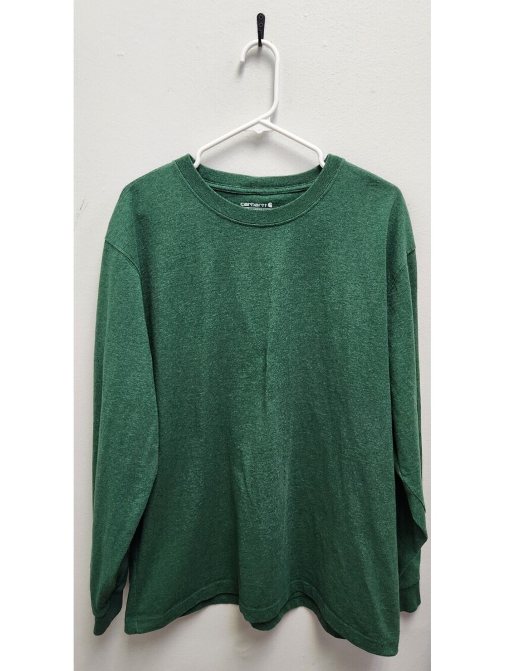 Carhartt Long-Sleeve Crewneck Work T-Shirt Heather Green Men's Large Loose Fit
